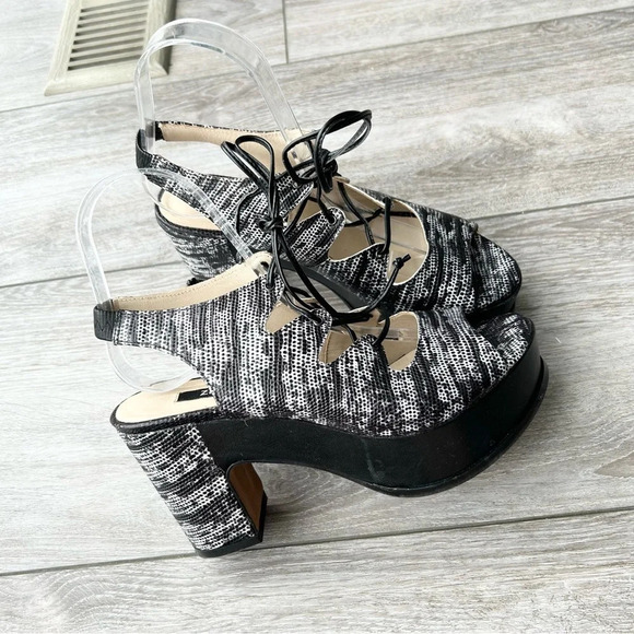 Zinda Snakeskin Chunky Heel Platform Lace Up GLADIATOR Sandals Made  in Spain - Picture 2 of 15